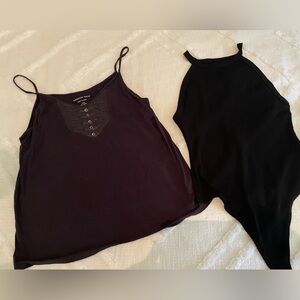 Lot of 2 AE tanks, one bodysuit tank, one grey one black, size large